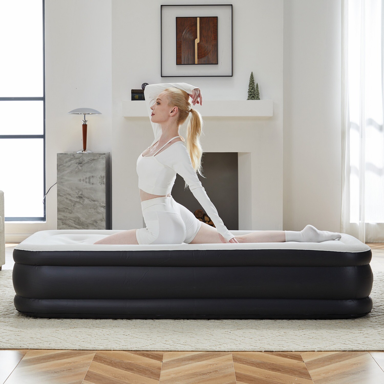 Elevated Air Mattress,Fiber-Tech,Built-in Electric Pump,660lb Weight Capacity