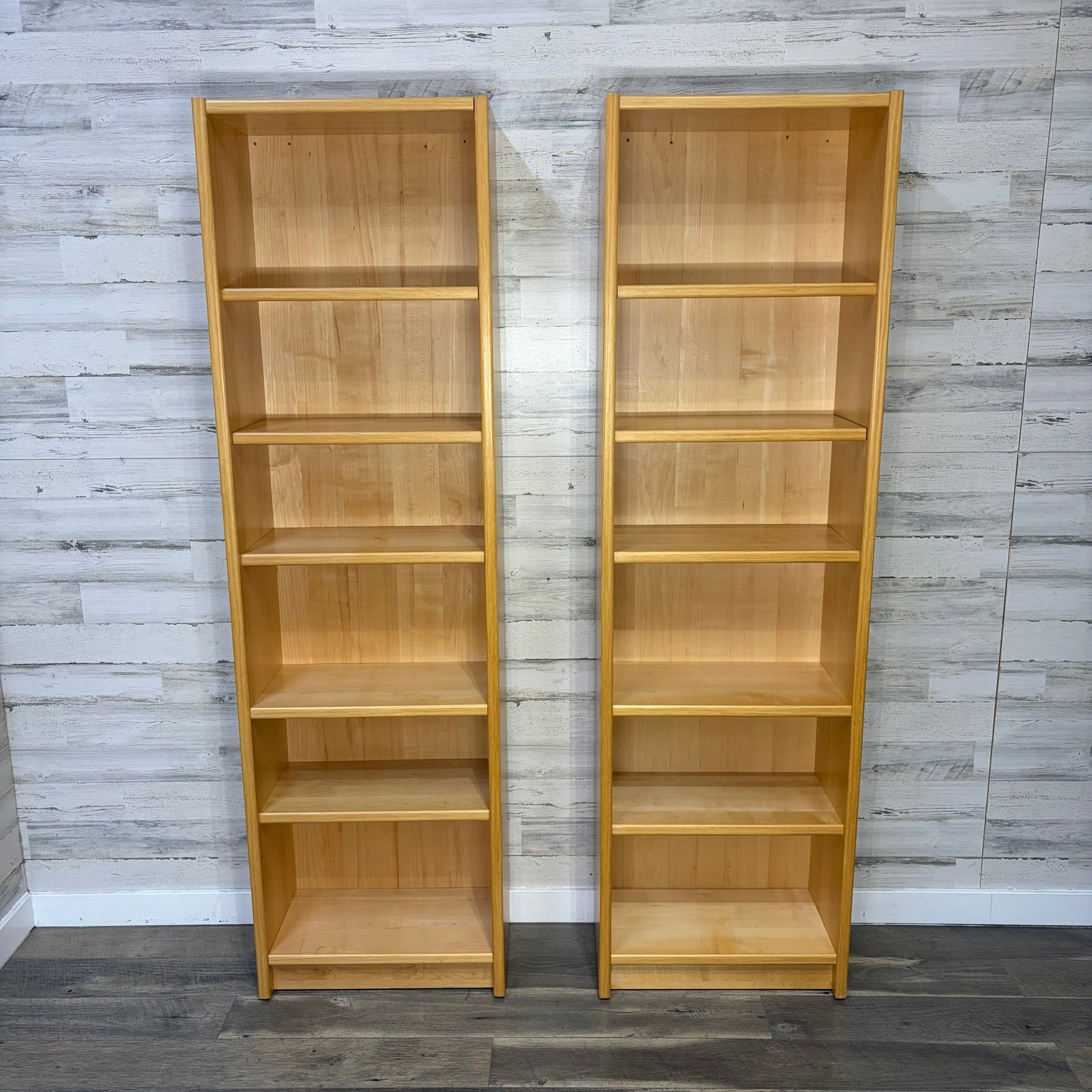 Set Of 2 Mid Century Danish Blonde Wood Bookshelves made in Denmark