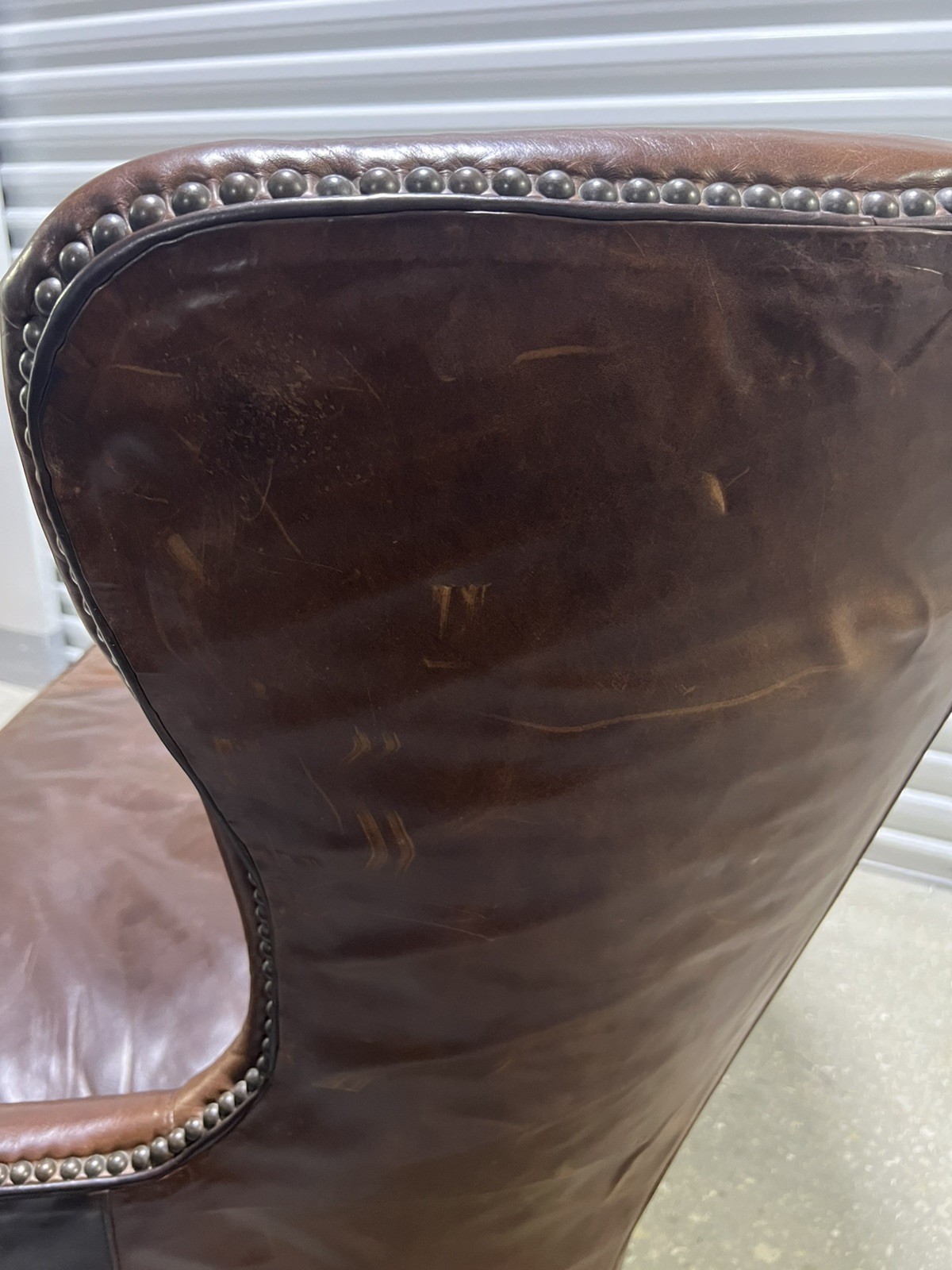 Restoration Hardware style High-Back Leather Settee