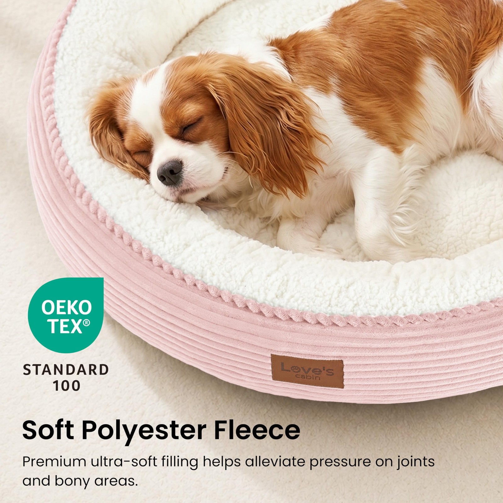 Love’s Cabin Round Donut Cat And Dog Cushion Bed, 30in Pet Bed Medium Or Large