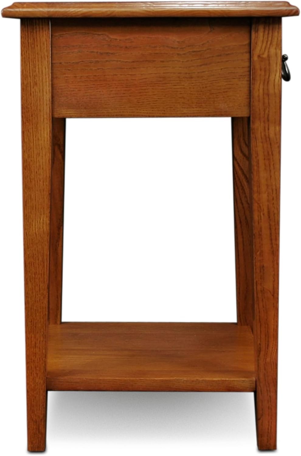 Haven Ridge Solid Wood Square Side Table with Drawer and Shelf, Medium Oak