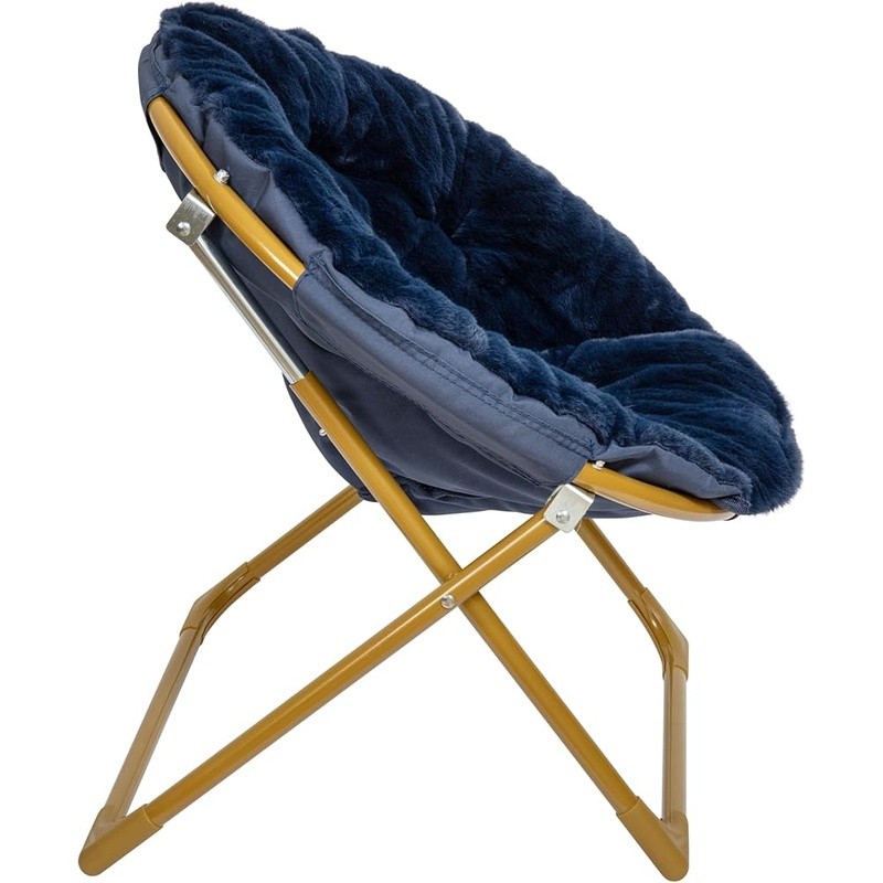 Foldable Steel Frame Chair Space Saving Portable Seating Easy Care Living Room
