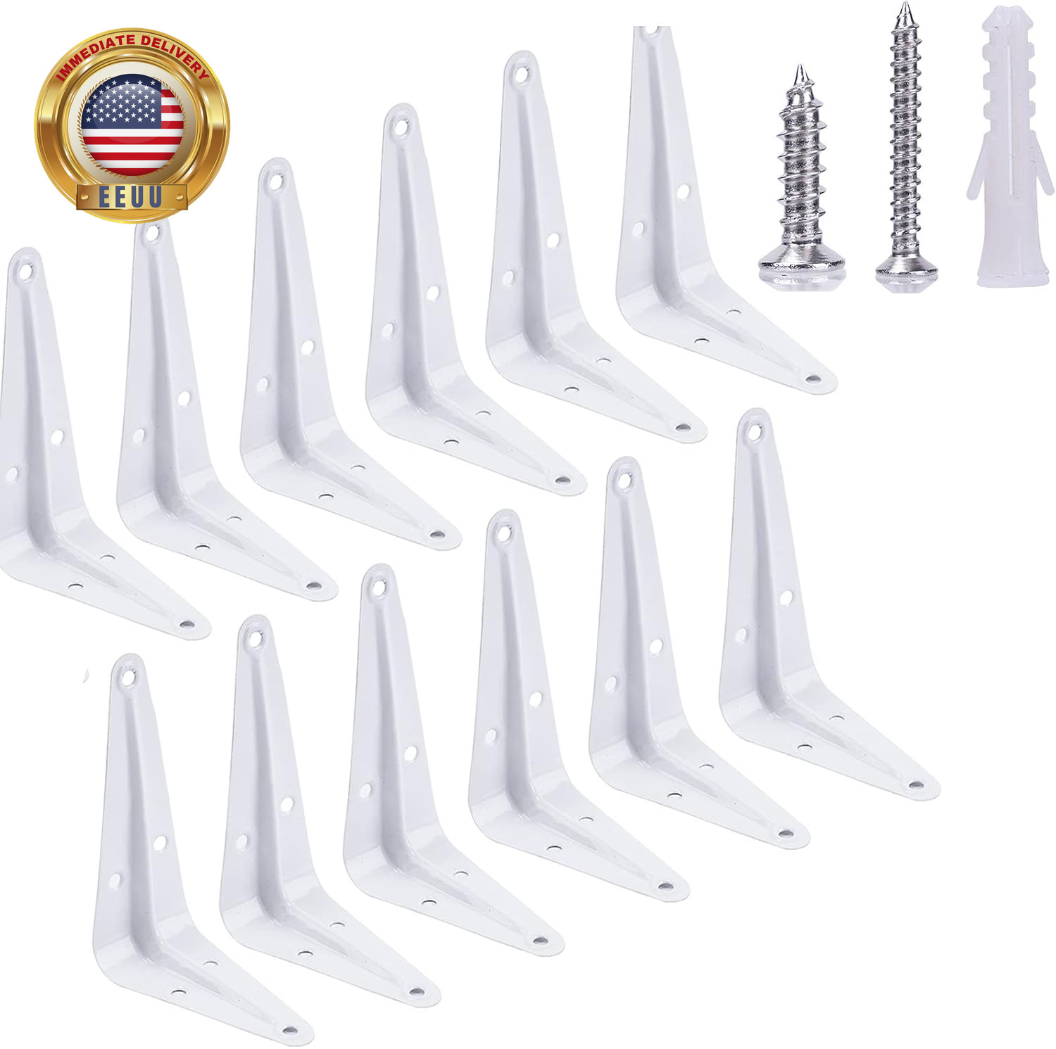 12 Pack Shelf Brackets White Heavy Duty L Brackets Metal Floating Shelf Brackets