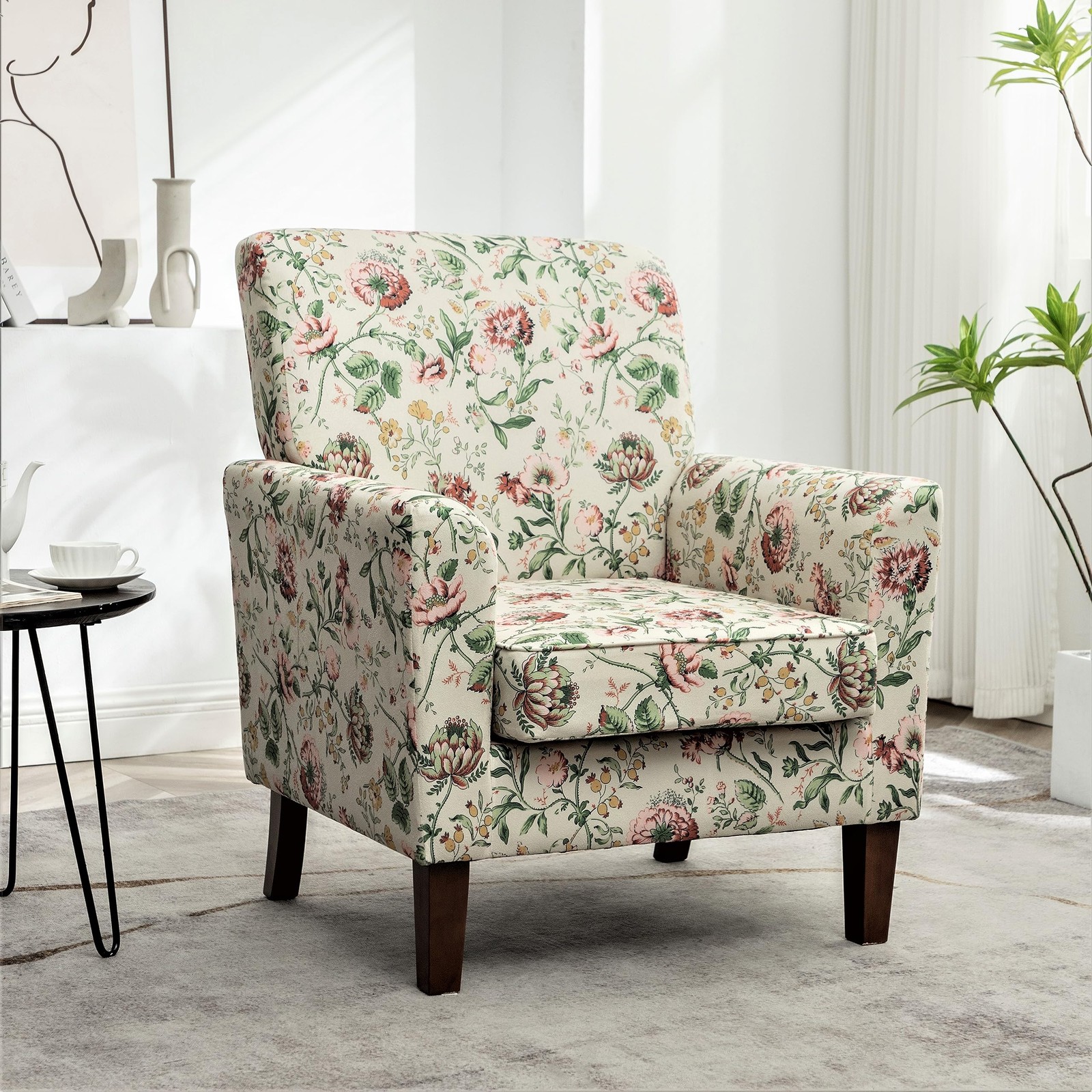 Contemporary Accent Arm Chair with Birch Wood Frame and Velvet Upholstery, Ar…