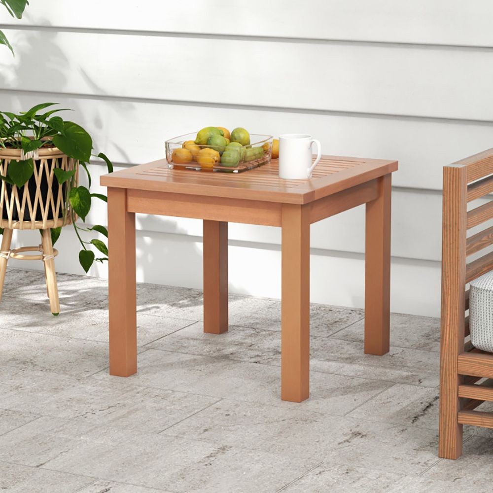 Eucalyptus 165lb 18x18x16in Slatted Square Side Table Orange
