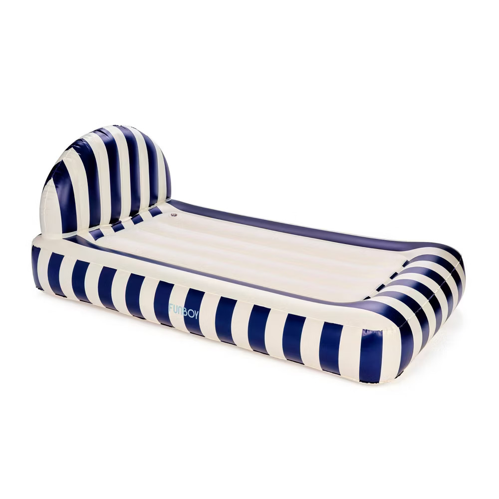 FUNBOY Navy Blue Stripe 15″H Kids’ Sleepover Twin Air Mattress Bed with