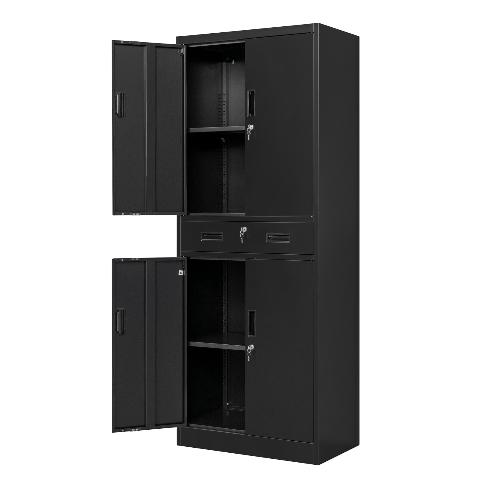 Metal Storage Cabinets with Drawer & Adjustable Shelves, Locking Storage Cabinet