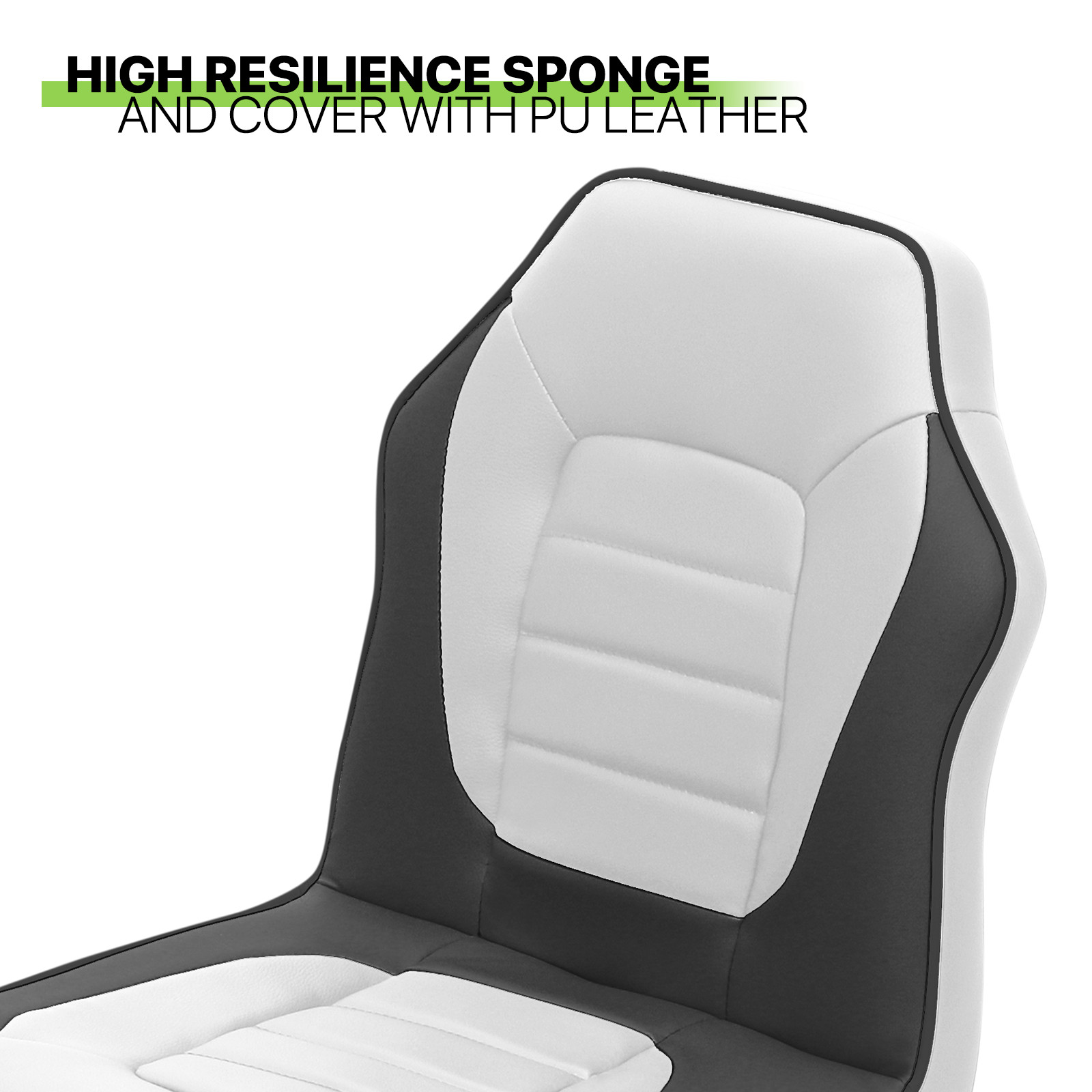 2 Piece White Modern Bar Stool Adjustable Swivel Leather Seat Gaming Chair Style