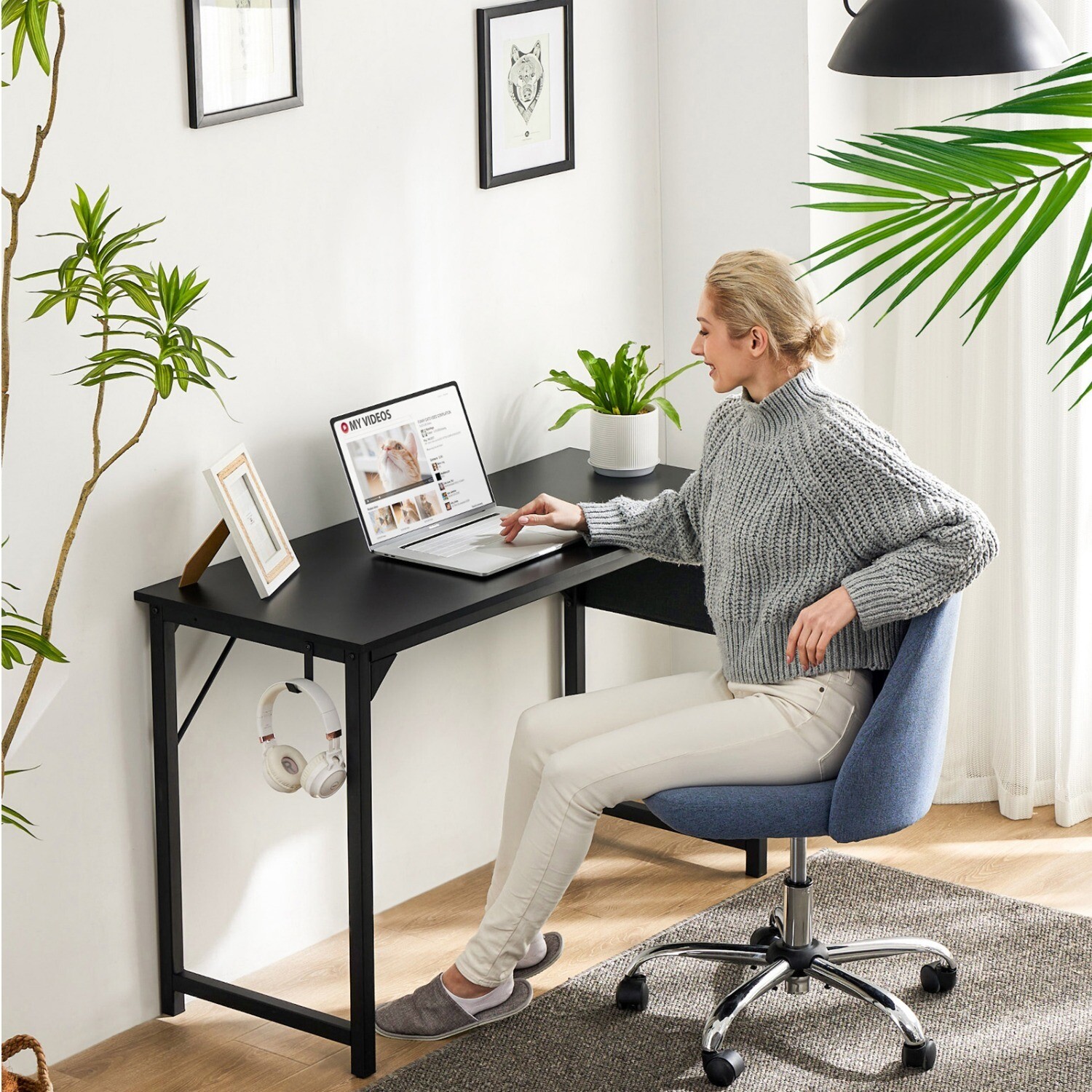 Modern Office Computer Desk with Storage Bag from 31~63 Inches Study Table