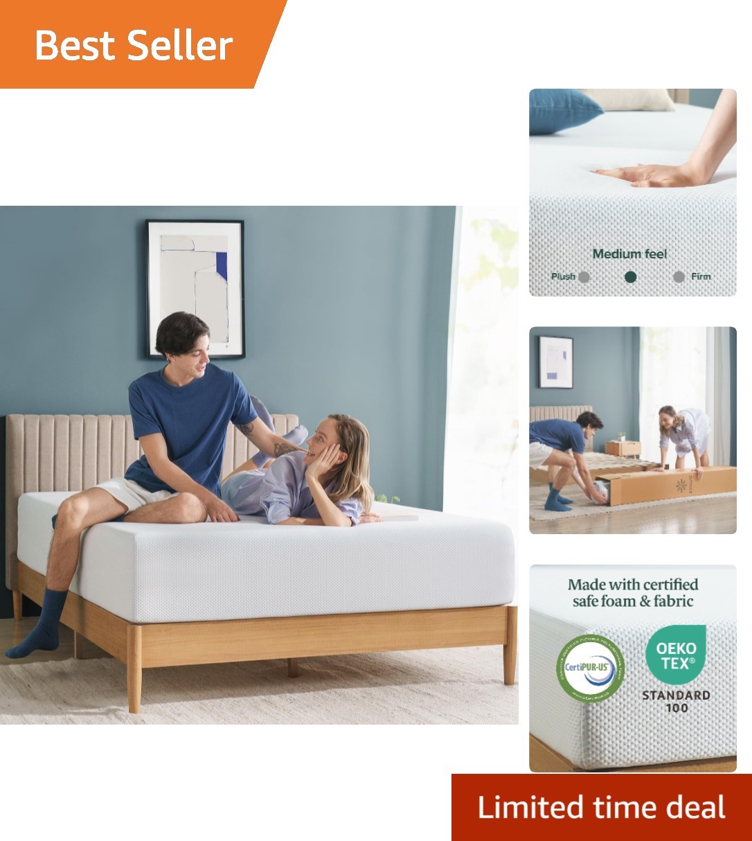 10-Inch Full Green Tea Cooling Gel Memory Foam Mattress with Pressure Relief