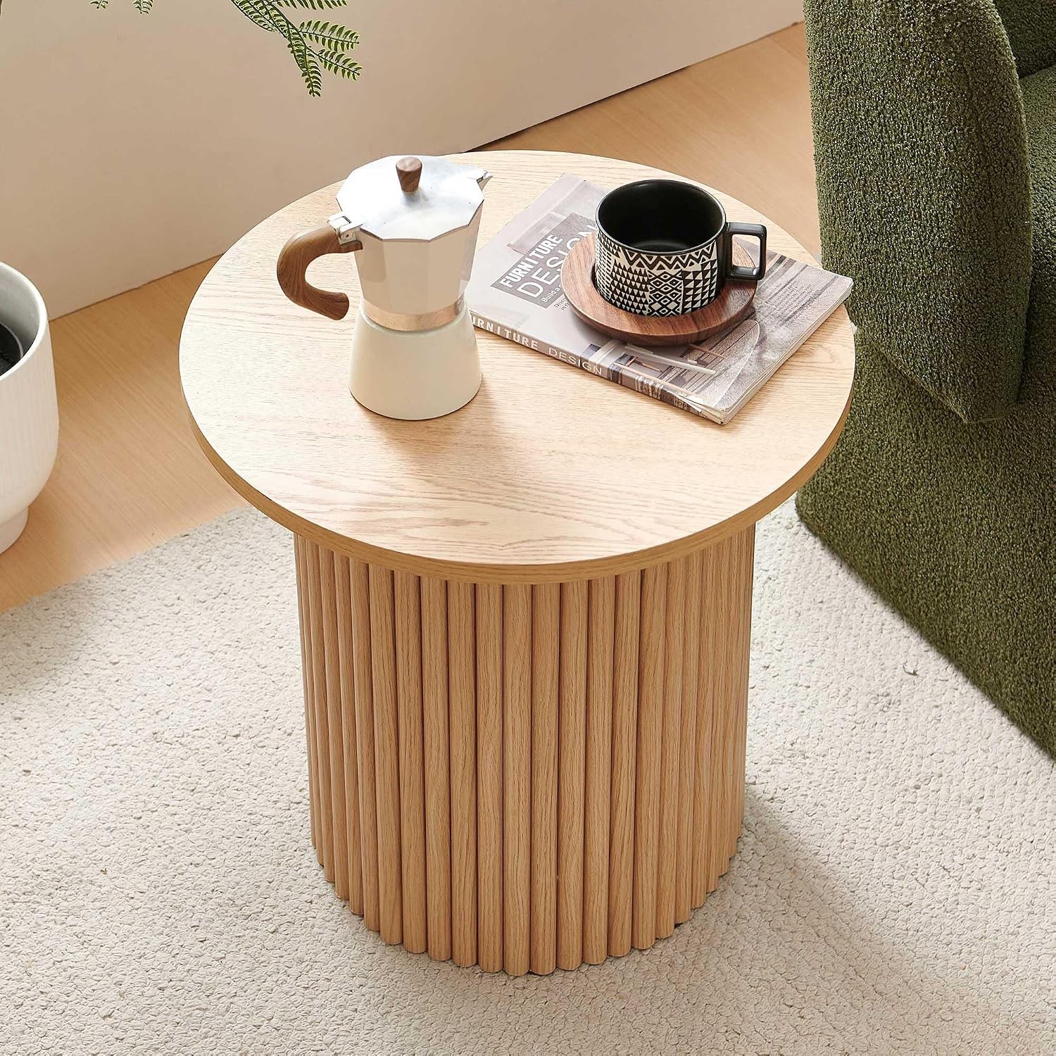 Single Accent Side Table for Living Room, 19.6 Inch Wide 19.6 Inch Tall Oak