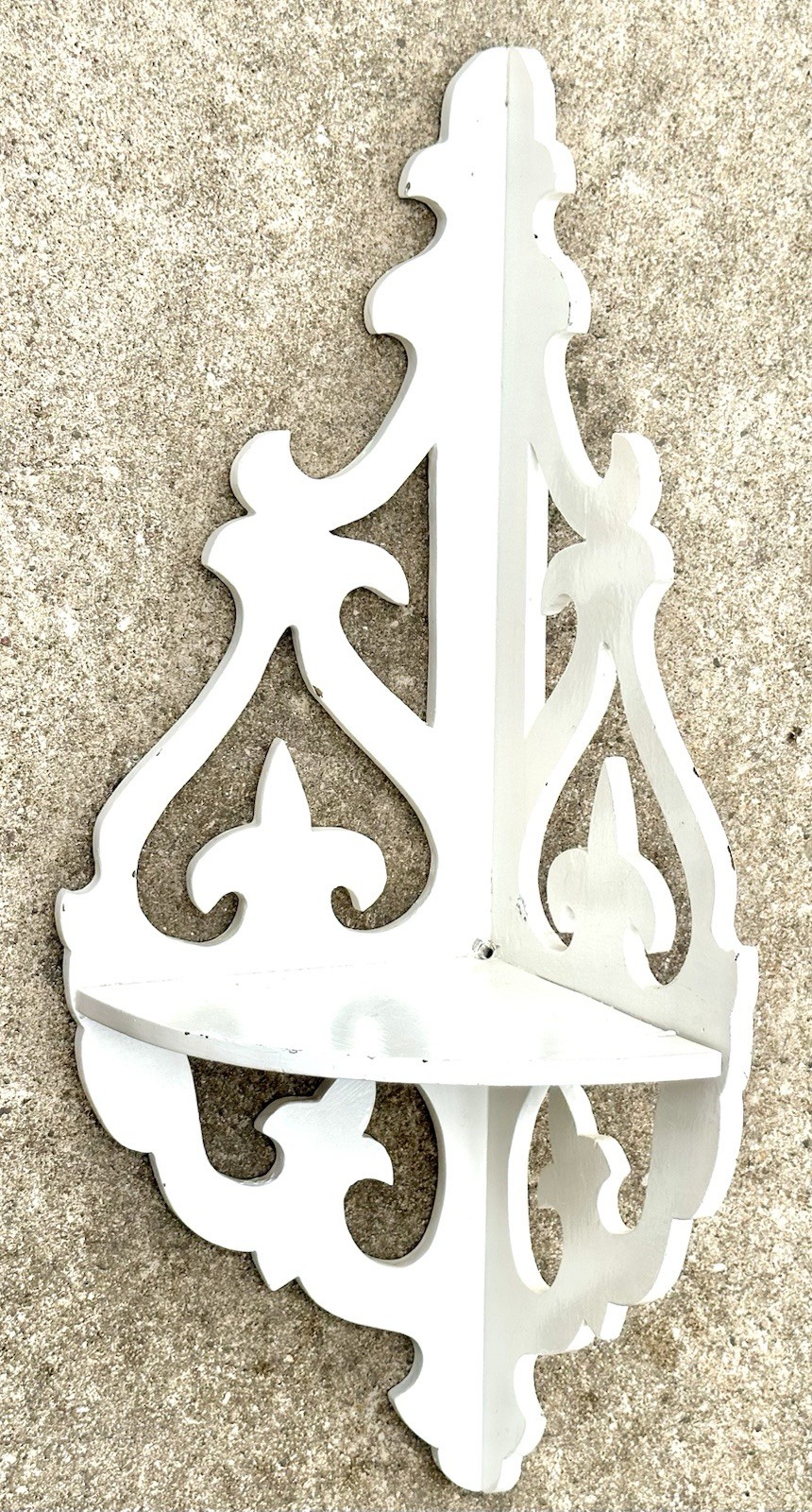 Vintage 1950’s Student Hand Made Cutout Corner Shelf White 26” X 8.5”