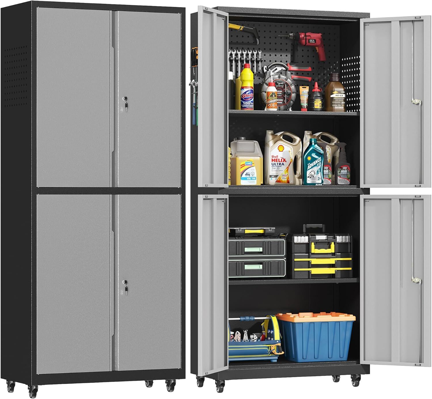 Rolling Tool Chest Tool Box Garage Storage Cabinet w/Wheels Metal Tool Cabinet