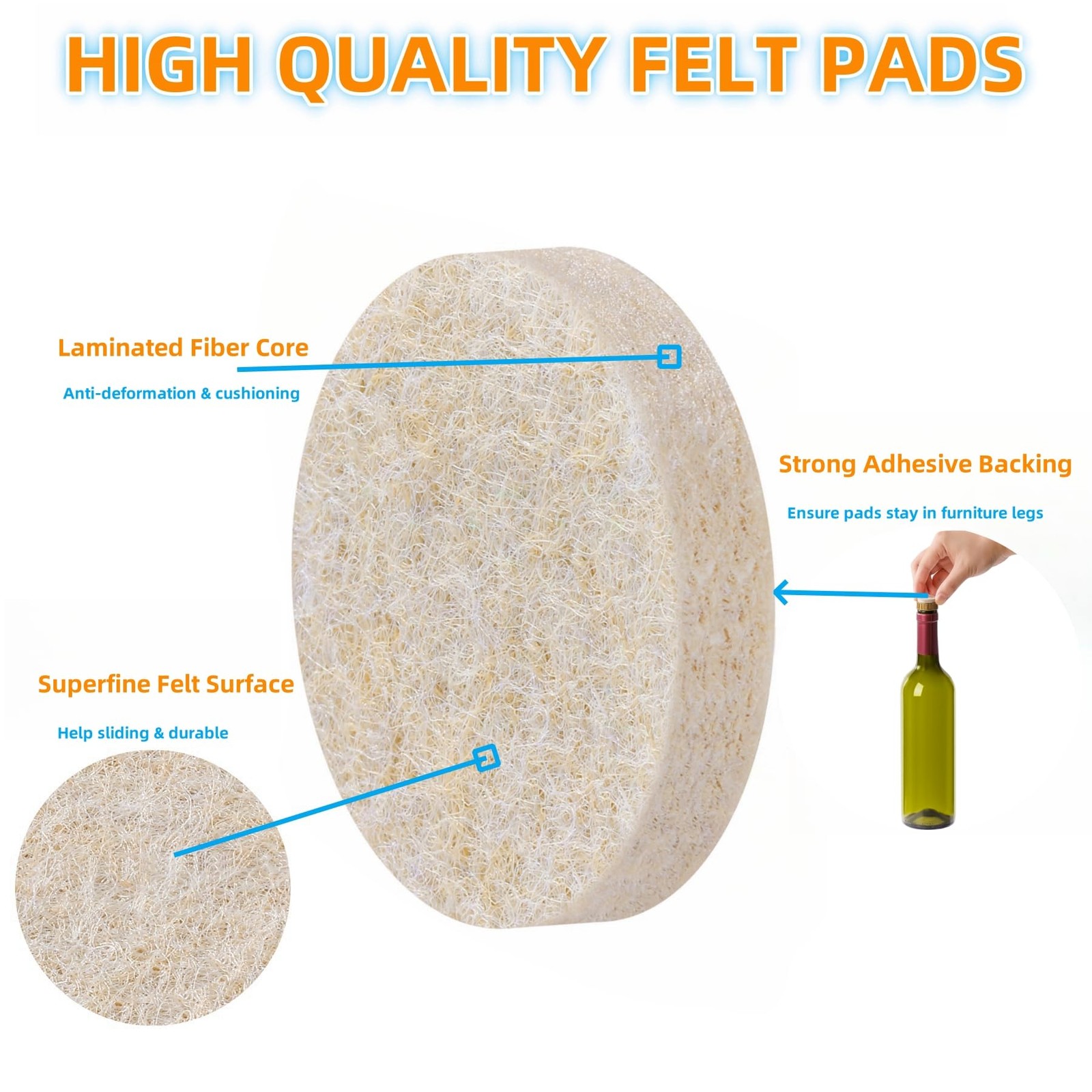 Felt Furniture Pads for Hardwood Floors – Self Adhesive Chair Felt Pads, Floo…
