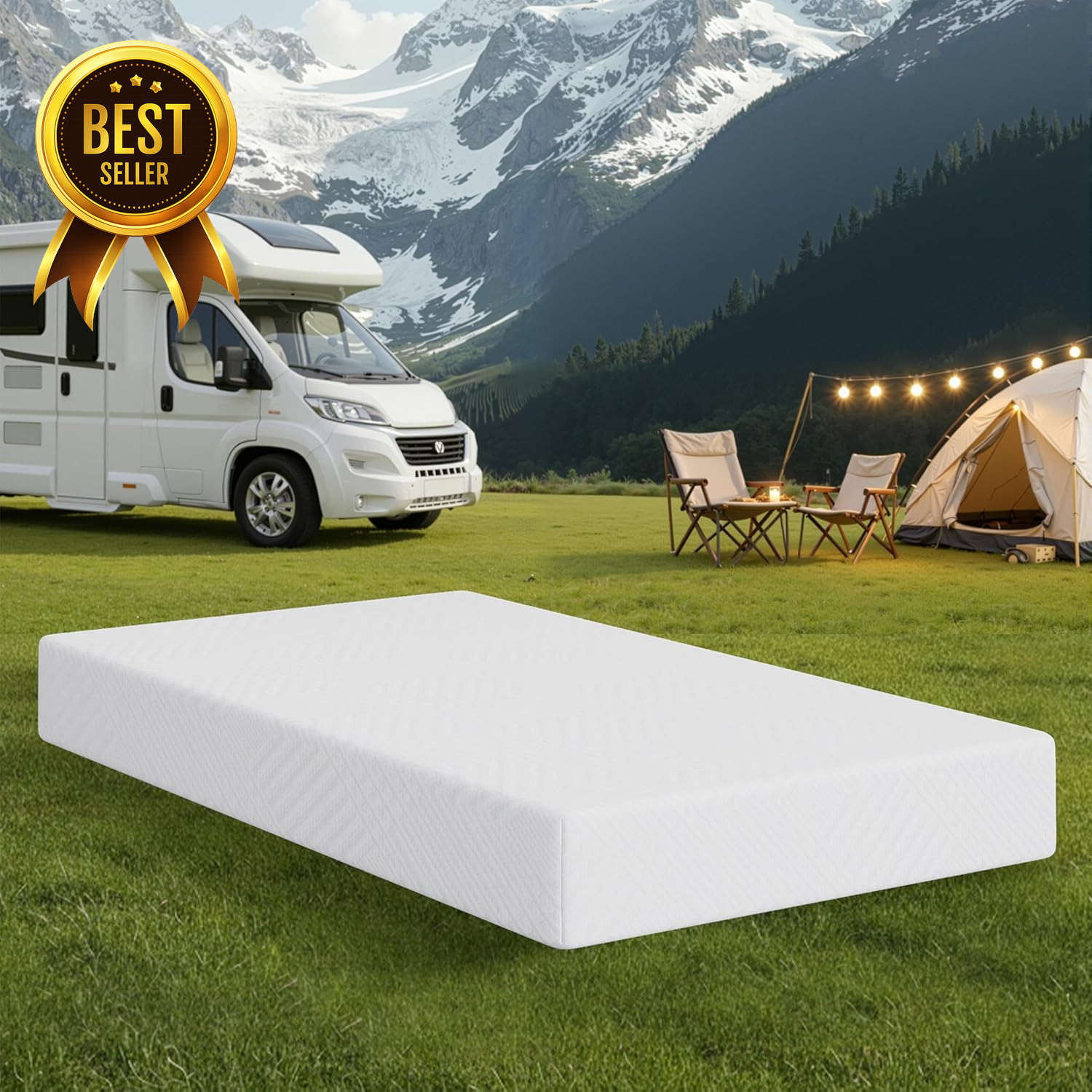 Short Queen RV Mattress 8 Inch Memory Foam Green Tea Bed in a Box 60×75 Medium