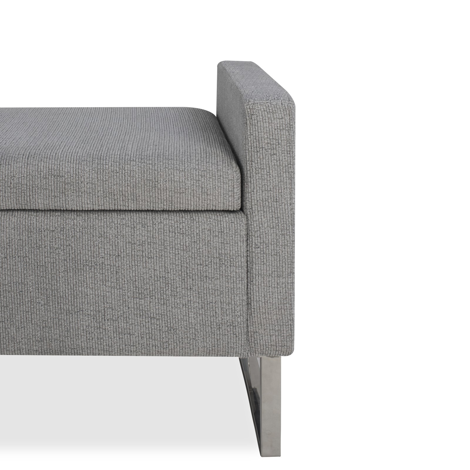 Upholstered Storage Ottoman Bench for Living Room, Bedroom, Grey w/ Metal Base