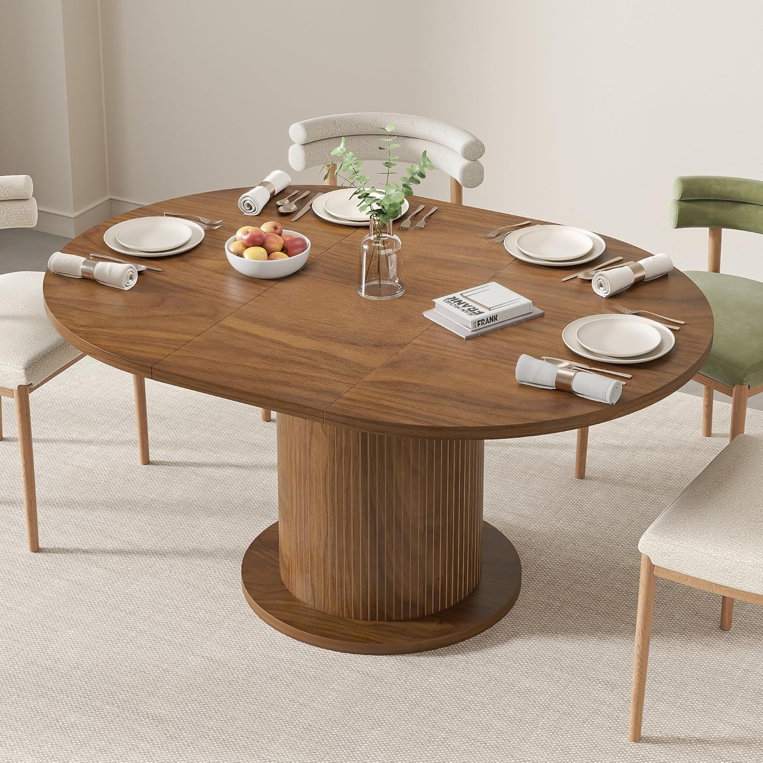 43.3 inch 59 inch Adjustable Size Round Dining Table 4 6 Unique Design Modern