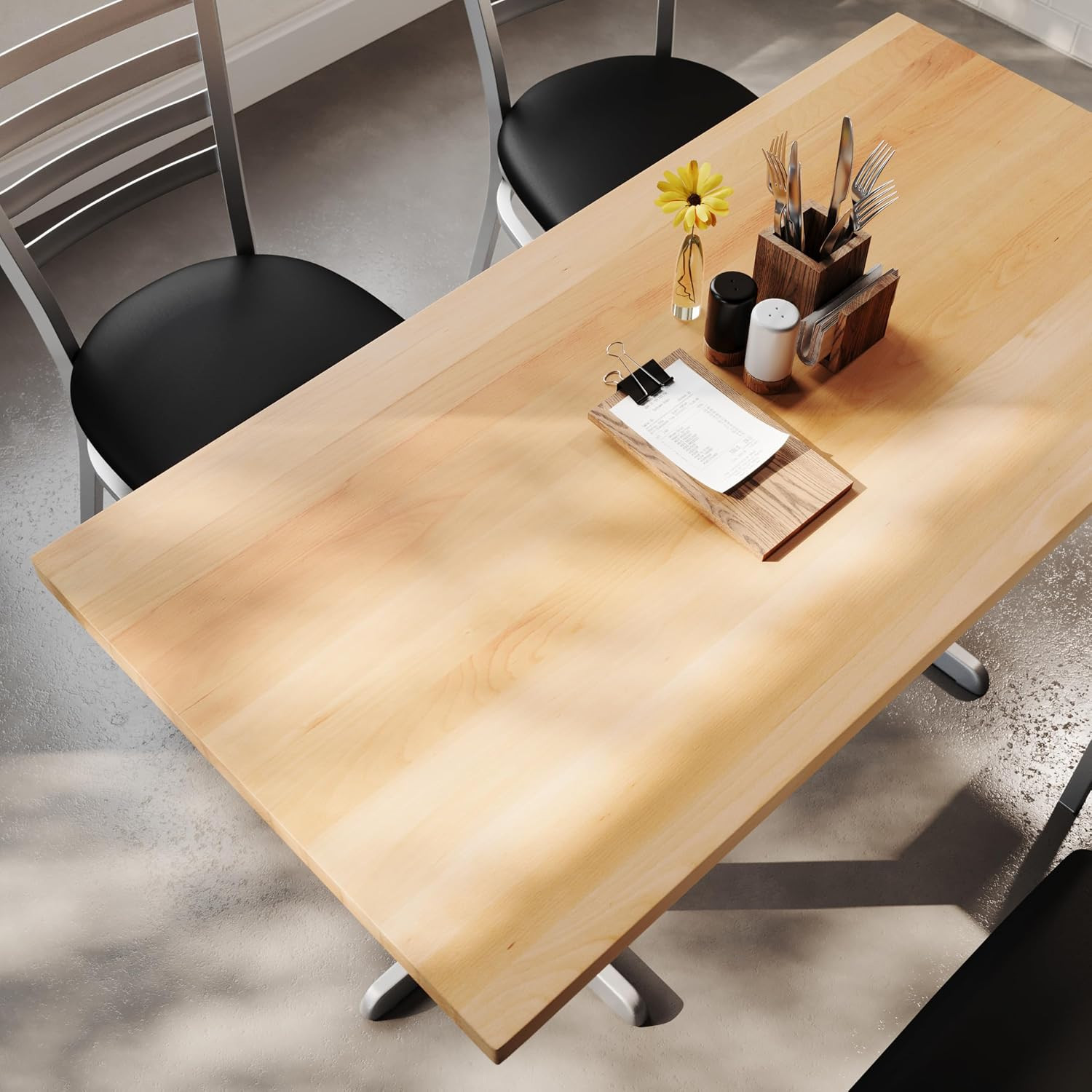 Bennett 30″x60″ Solid Wood Tabletop with Black Cast Iron Base, 300 Lb Capacity