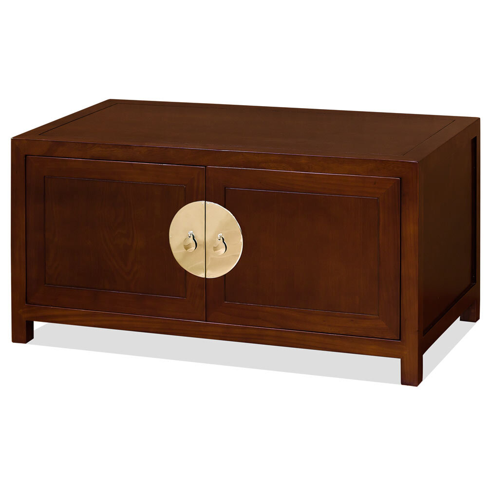 US Seller – Tea Finish Elmwood Chinese Ming Kang Cabinet