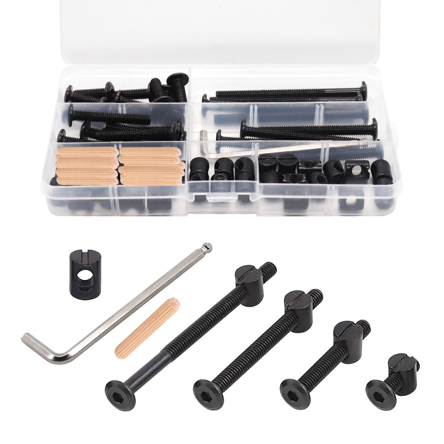 Crib Screws Hardware Replacement Kit – 16 Set Baby Bed Frame Bolts,Barrel Nuts&W
