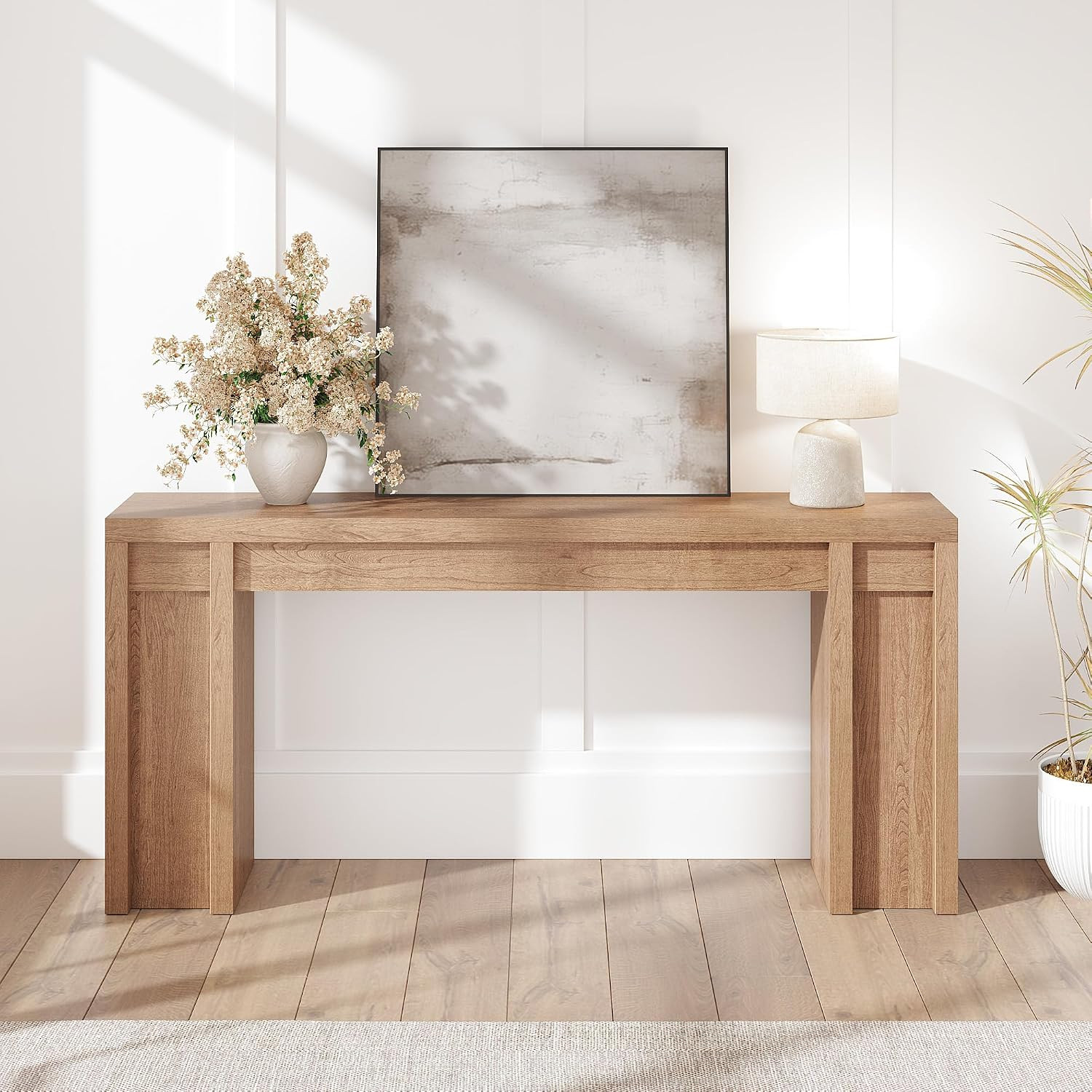 Cherry 70.9-Inch Farmhouse Console Table for Living Room & Entryway Decor