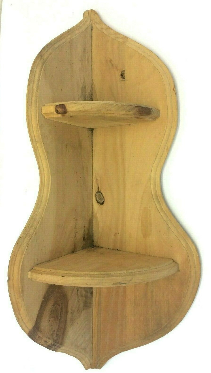 Two Shelf Figurine Trinket Display Natural Homemade Corner Pocket Wall Hanging