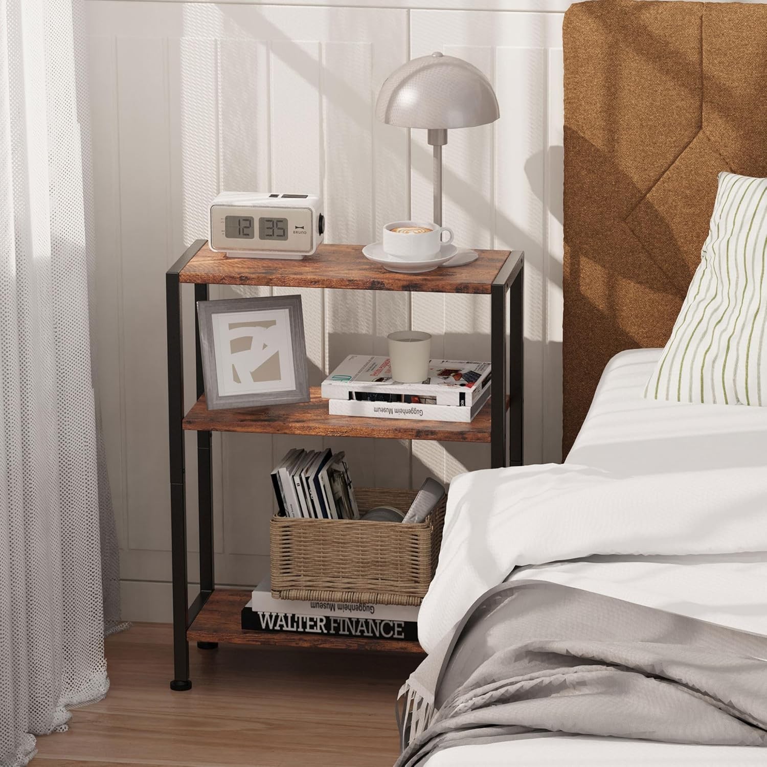 3-Tier Side Table, Small End Table, Sofa Side Table for Narrow Spaces,
