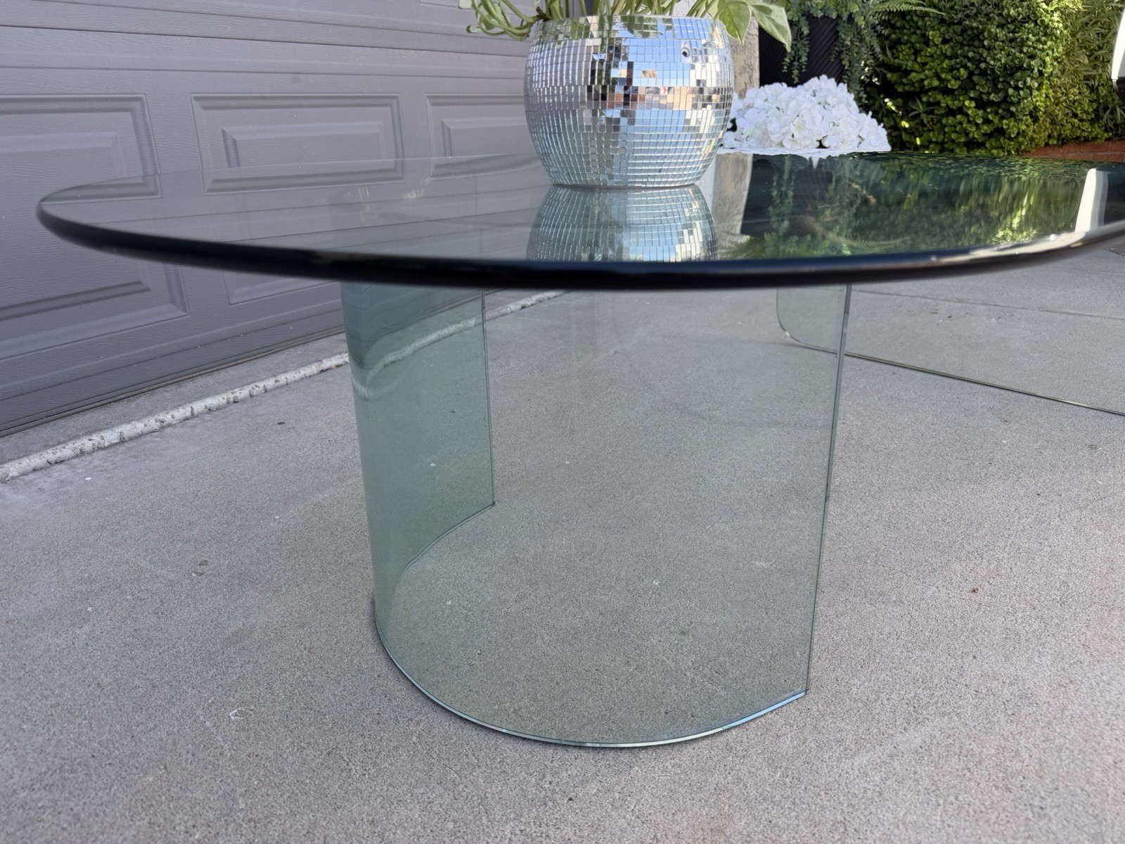Sculptural 1/2” Bent Glass Waterfall Coffee Table Postmodern Contemporary Design