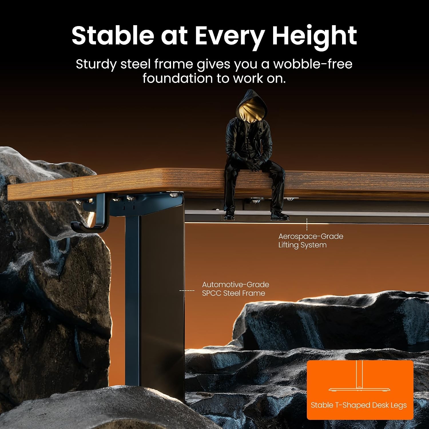 Height Adjustable Electric Standing Desk 44 x 24 Inches Sit Stand up Desk