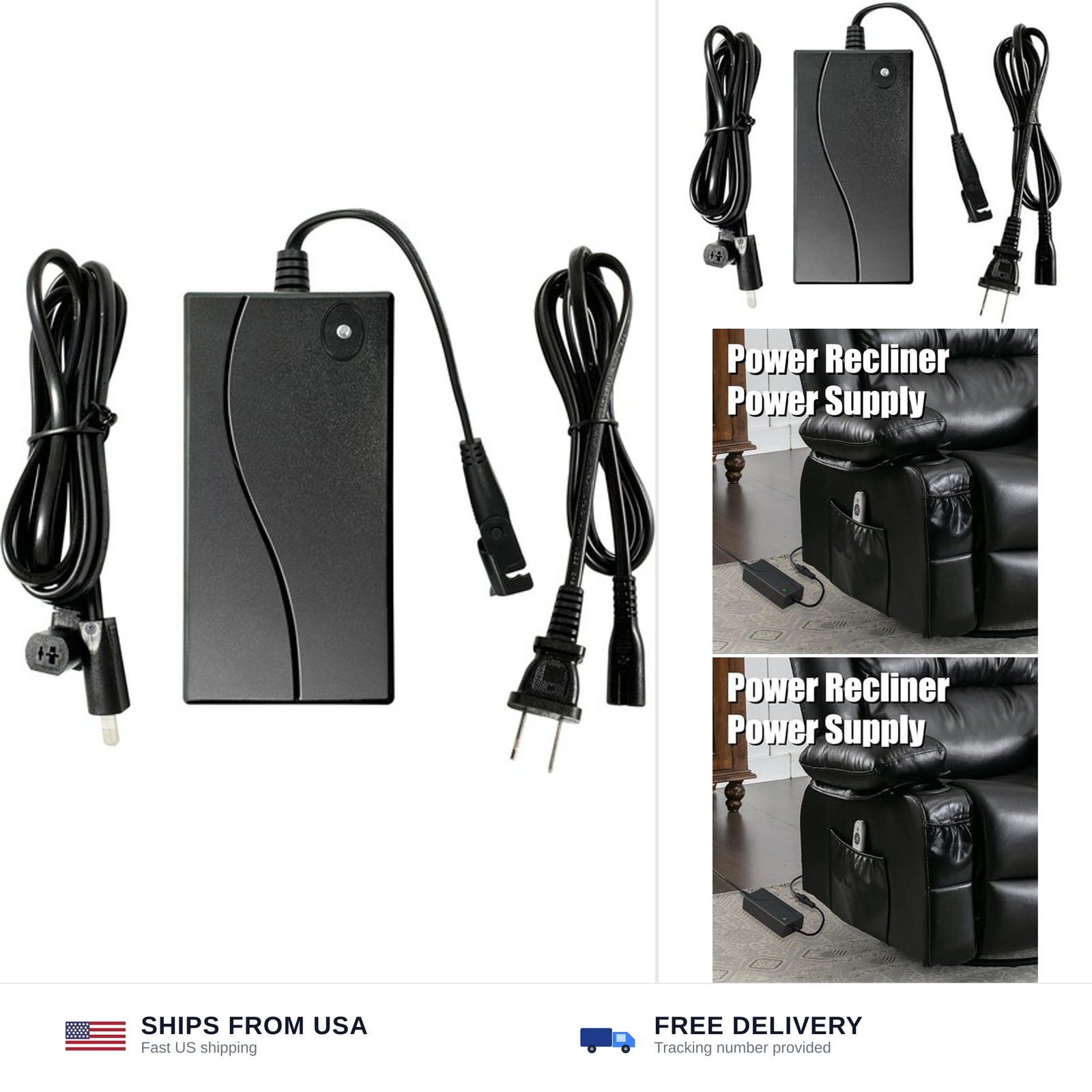 Universal Recliner Power Supply with 6.6ft Cord 3.3ft Extension Cable, 2-Pin …