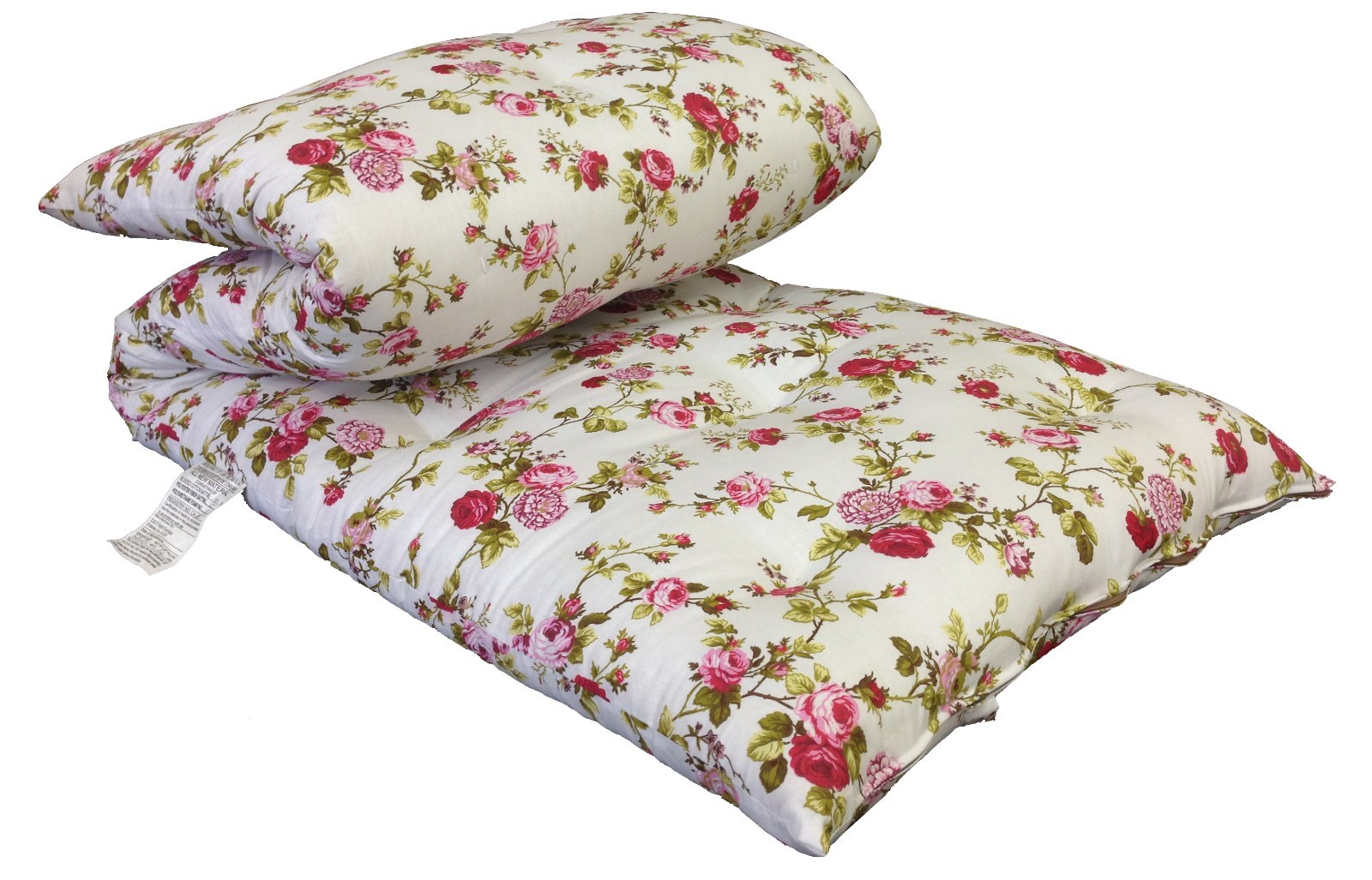 Traditional Floor Rolling Futon Mattresses, Cotton/Foam Mats 30 x 80, Rose White