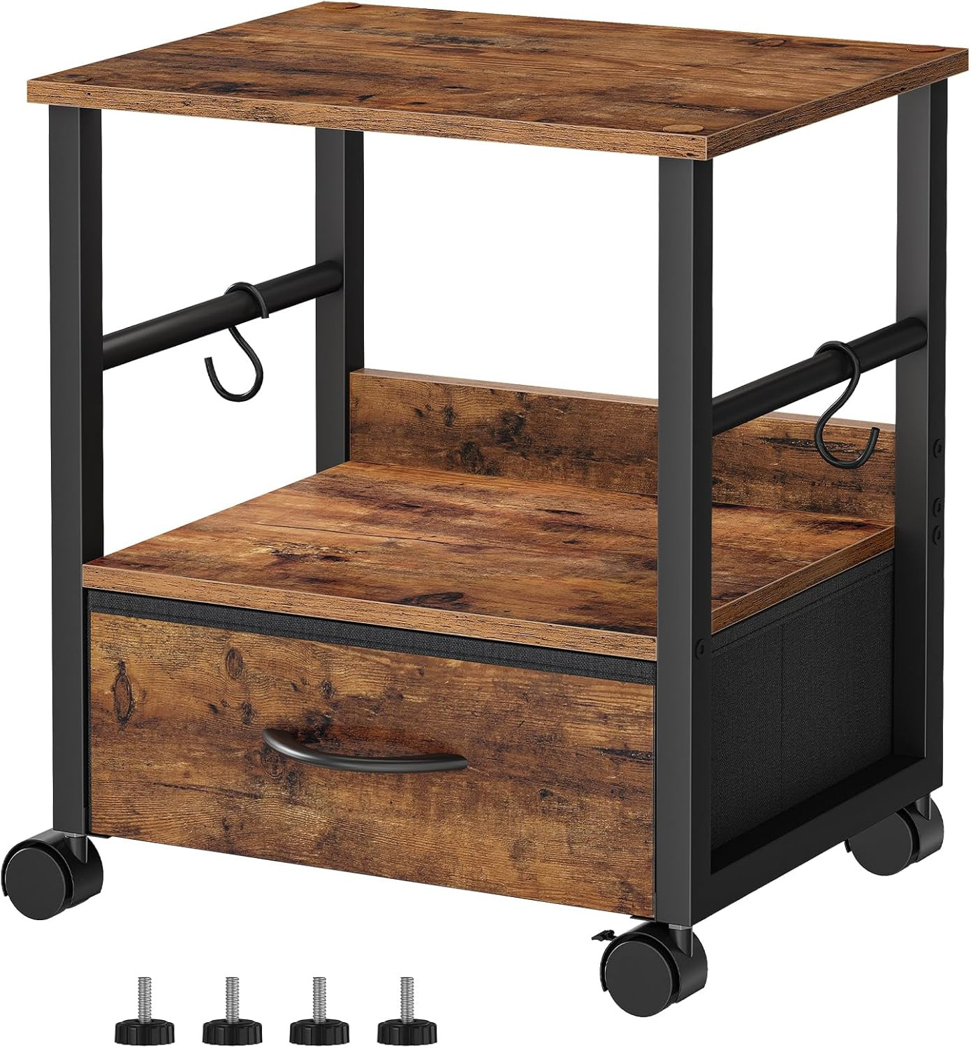 HOOBRO 2-Tier Printer Stand, under Desk Printer Table with Drawer, Printer Cart