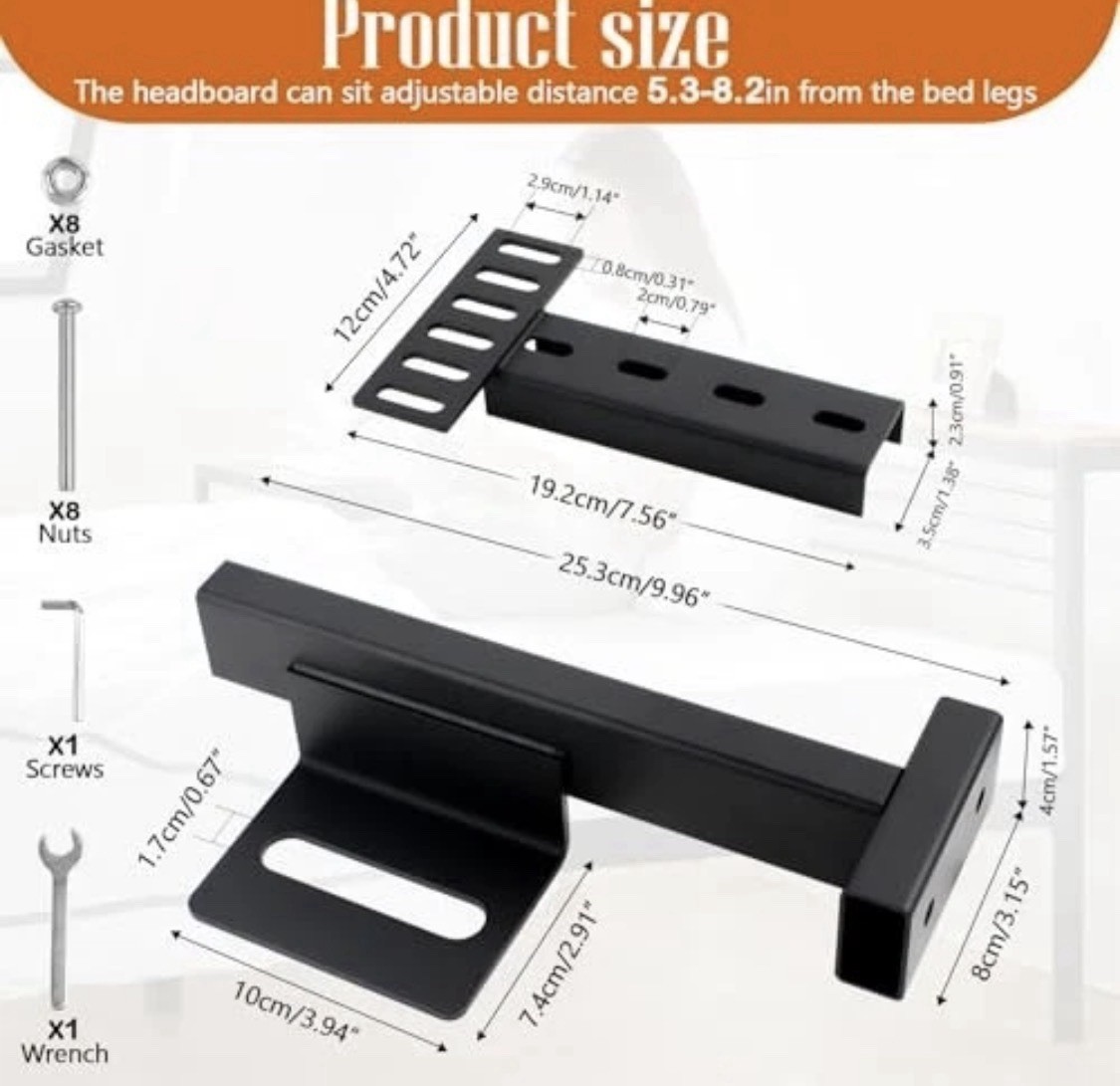 Adjustable Bed Base Headboard Bracket Kit Universal Extra Thick Steel Mount Set