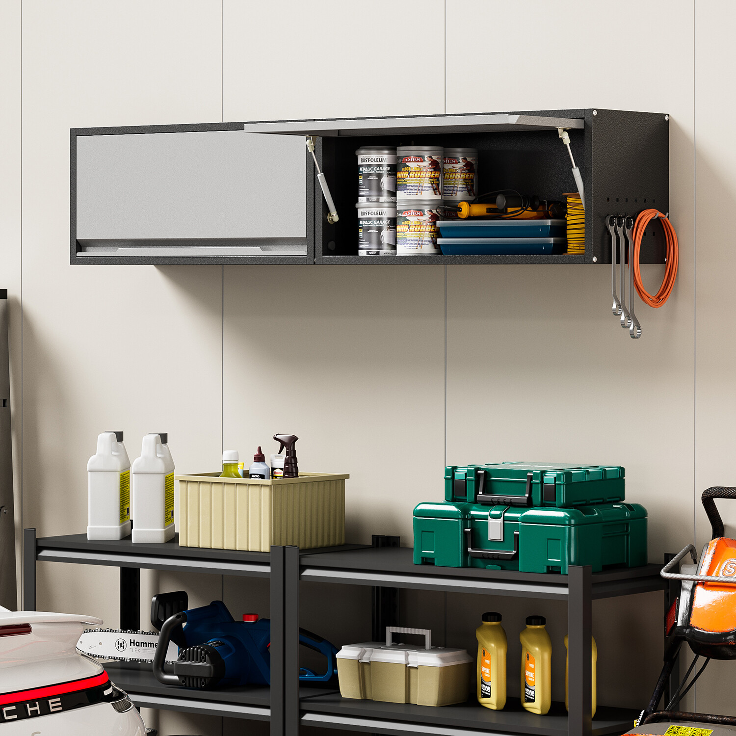 Wall Tool Cabinet Kitchen Box w/Flip-up Door Storage Shelf Metal Garage Medicine
