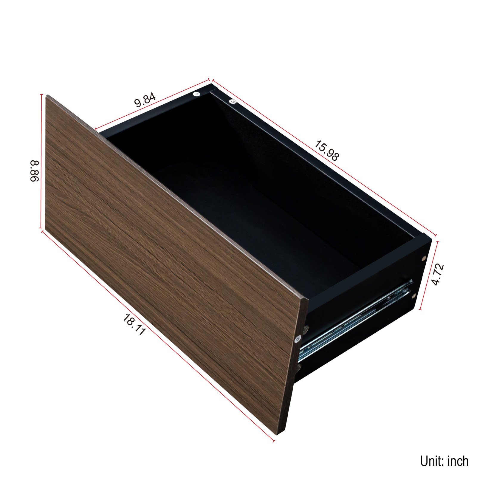 Extendable Coffee Table Adjustable Length 2 Drawers Black Walnut Brown