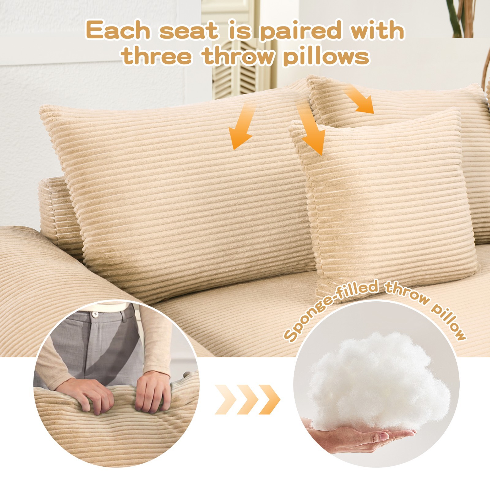 Oversized Living Room Cloud Modular Sectional Couch Ergonomic Chaise Lounge Seat
