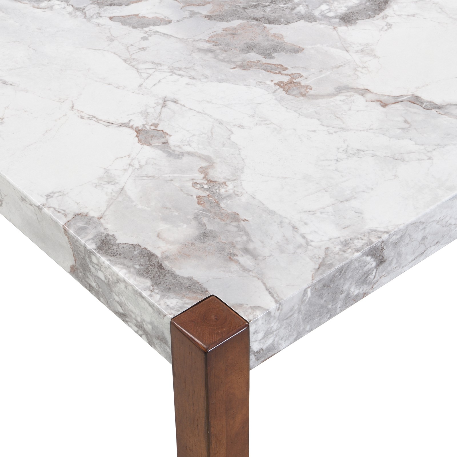 46.5″ Rectangular Faux Marble Dining Table, Rubber Wood Legs, Seats 4-6