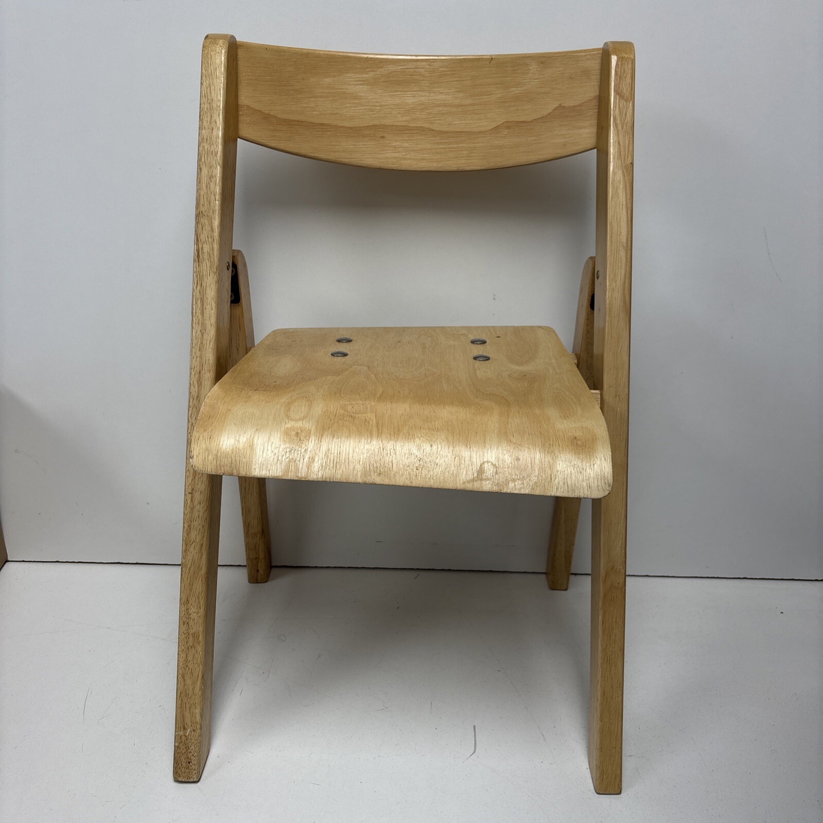 Single Vintage Stakmore Solid Oak Wood Folding Chair Youth Kids Student