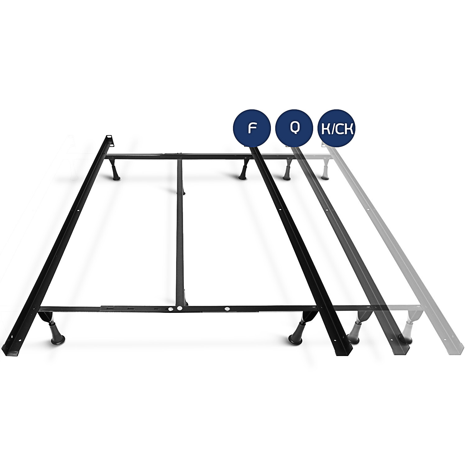 Metal Bed Frame Adjustable for Full Queen King Cal King Size Center Support Legs
