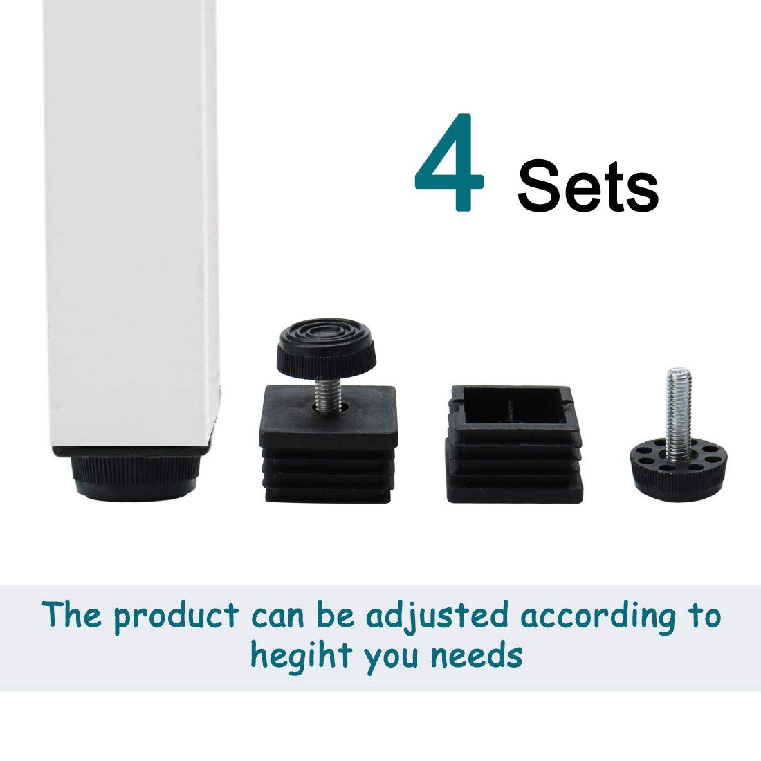 uxcell Leveling Feet 38 x 38mm Square Inserts Kit Furniture Glide Adjuster 4 Set