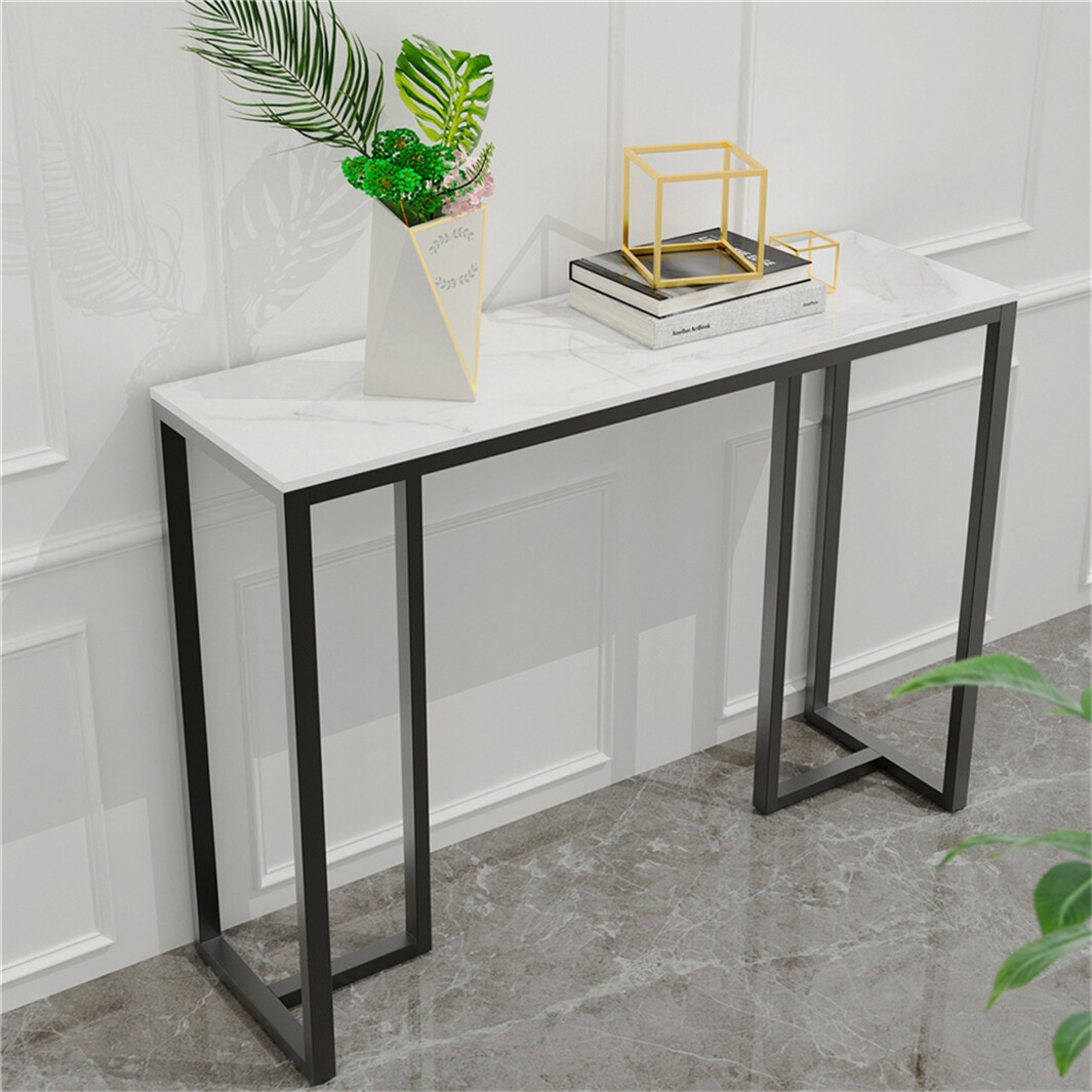 Unique Sintered Stone Marble Console Table Metal Frame Hallway Table Side Table