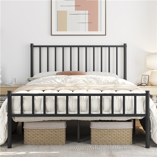 Metal Bed Frames with Headboard Bed Platform for Home Furniture, Easy Assembly