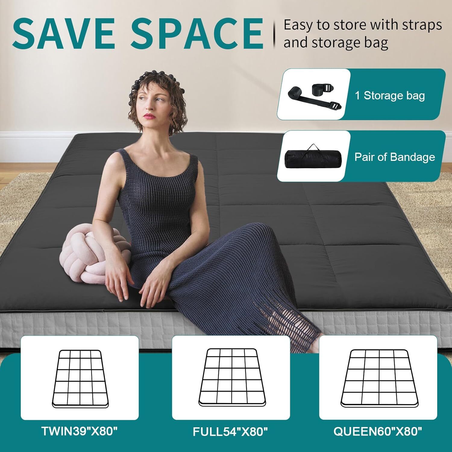 H&ZT Memory Foam Mattress 2.5 inch / 4 inch Folding Mattress Travel Guest Mat