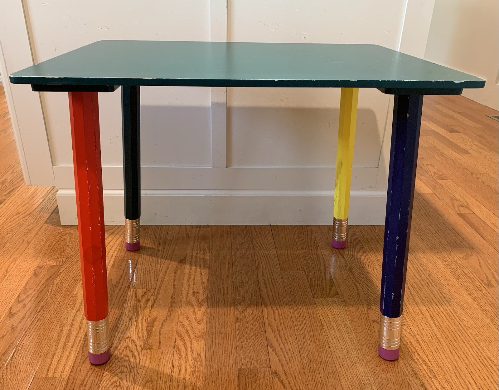 RARE! Vintage 1980s Pierre Sala Pencil Table Desk Multicolor 23.5”x18”x19.5”