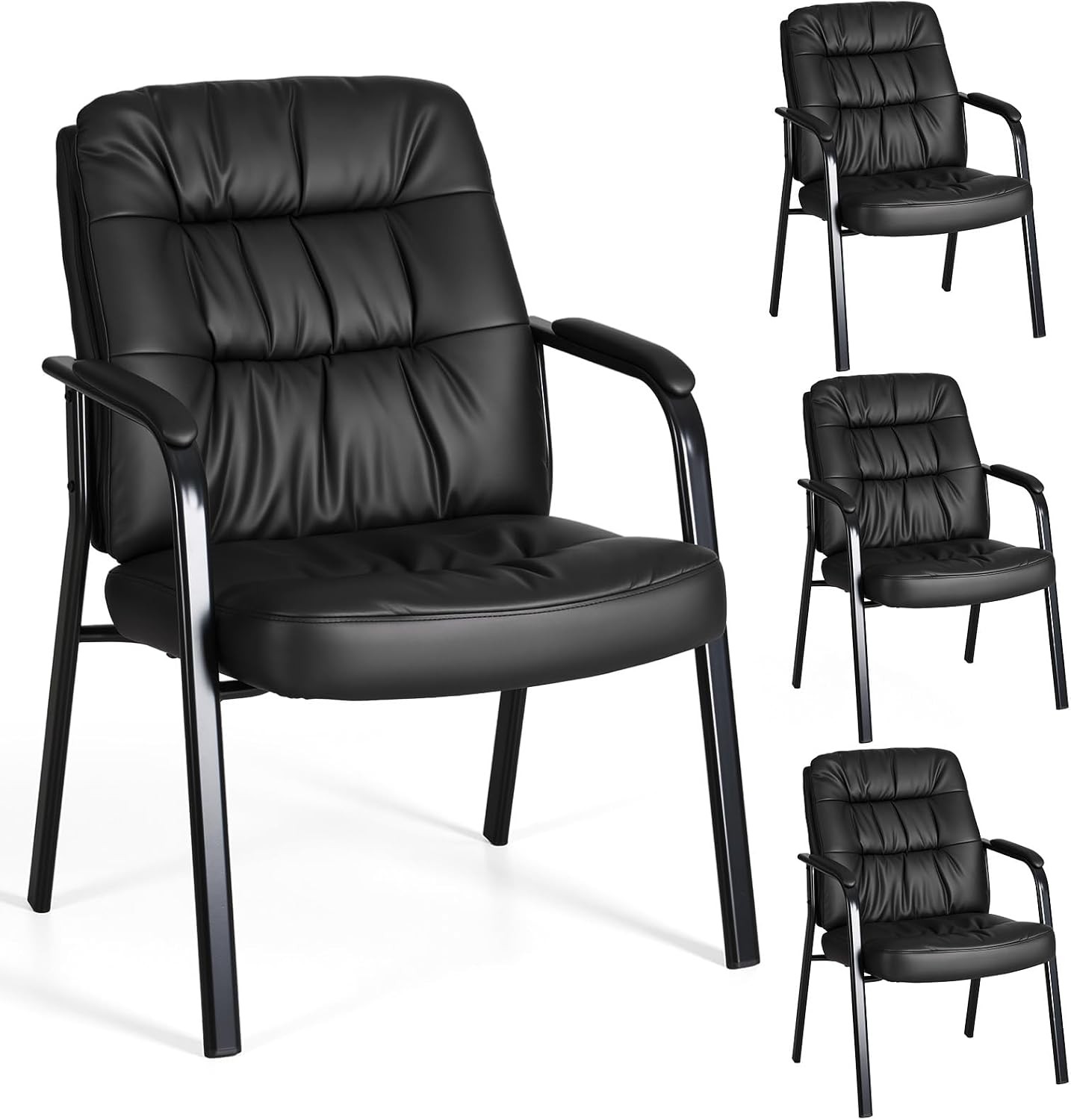 Waiting Room Chairs Guest Chair Faux Leather PU Leather Padded Armrest 500lbs