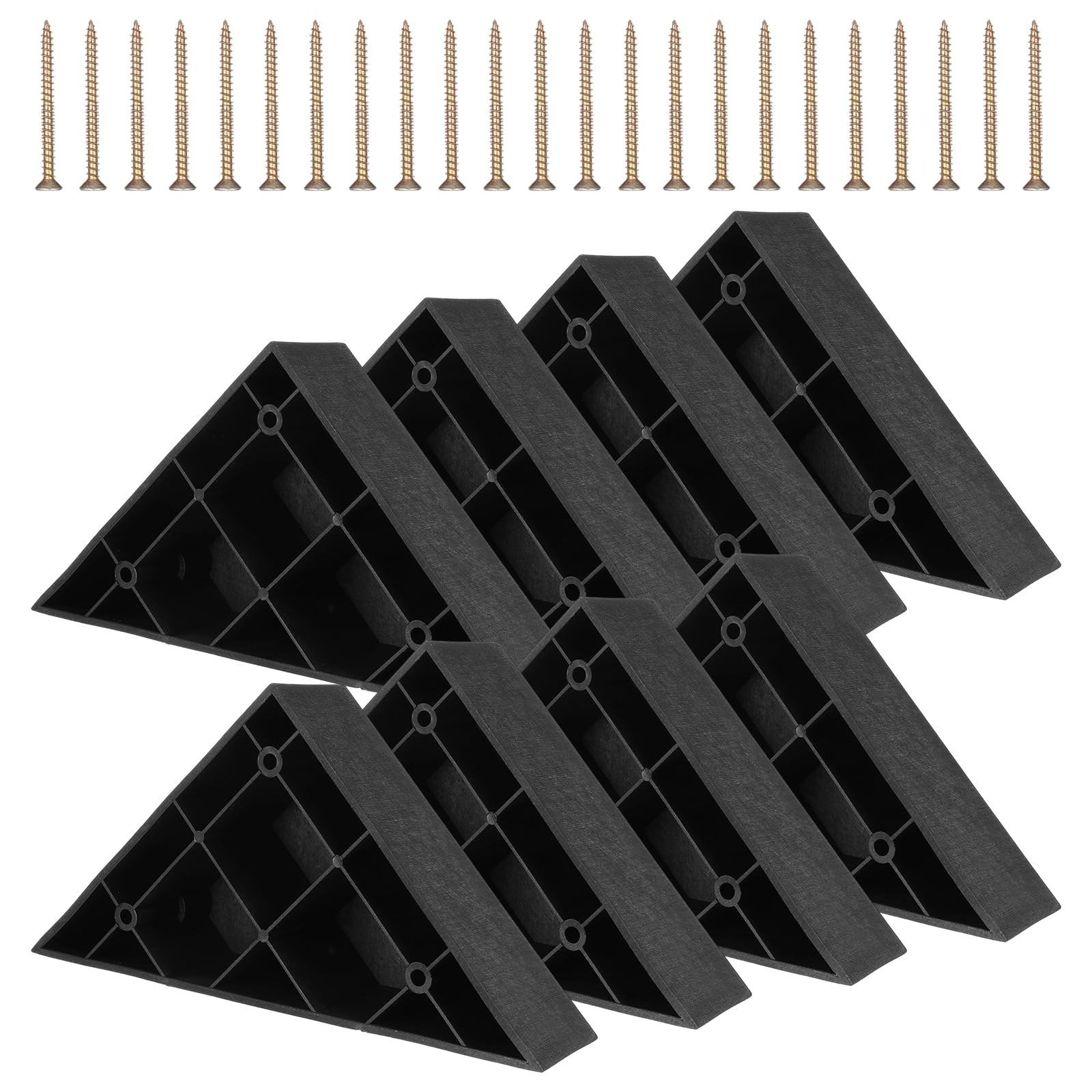 8 PCS Black Plastic Triangle Couch Legs Sofa Feet Replacement Screws 5.71 In