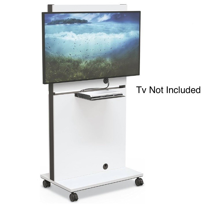 MooreCo 70″ Modern Laminate Wood & Metal Media Space Flat Panel Cart