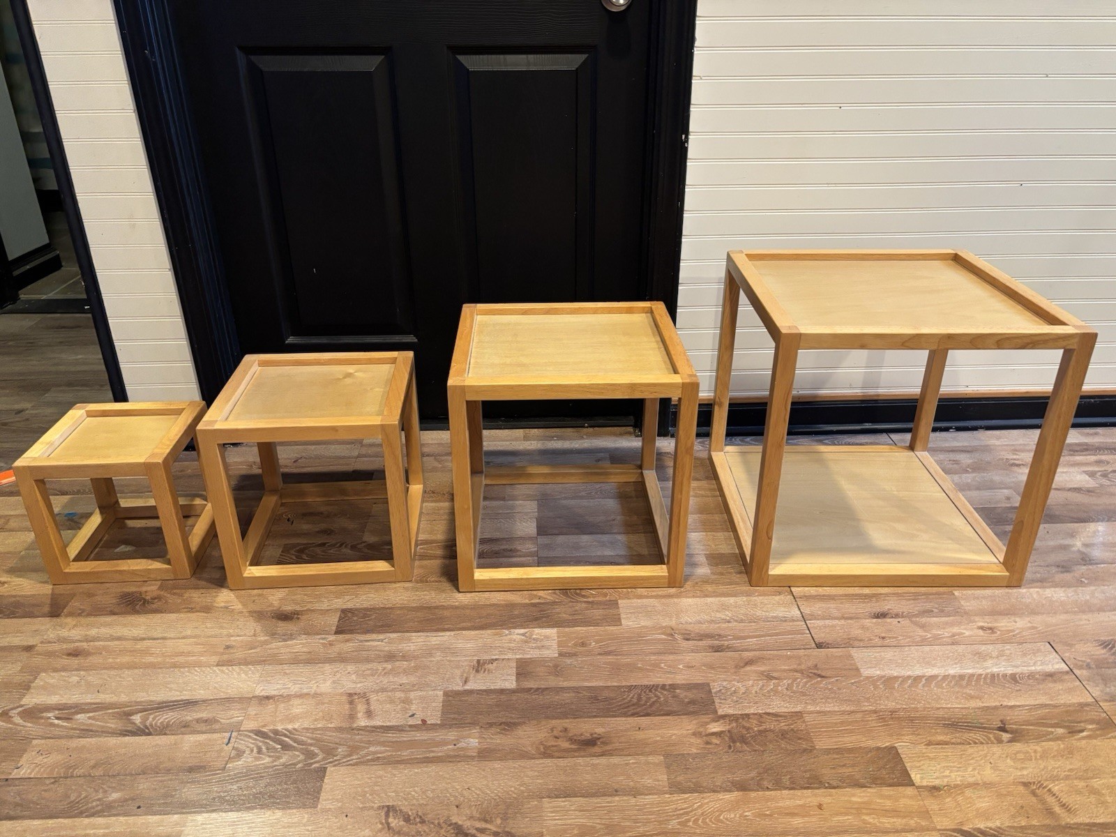 Vintage Mid Century Modern Nesting Tables Set of 4 Solid Wood Side Tables