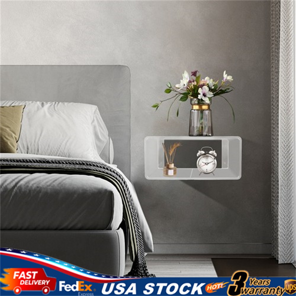 Wall-Mounted Bedside Table Acrylic Floating Nightstand No Assembly Required