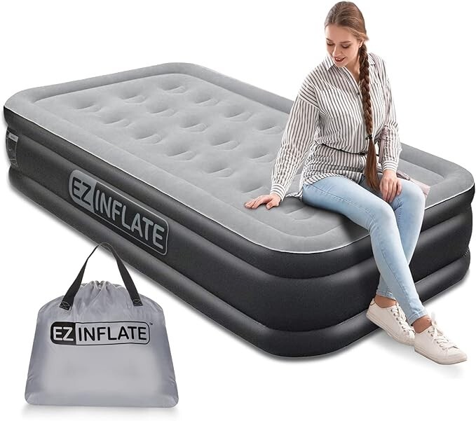 Double High Luxury Air Twin Mattress Built in Pump EZ Inflate Inflatable